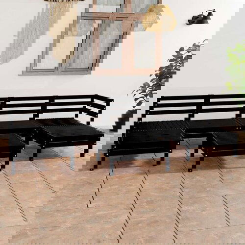  7-dijelna vrtna garnitura od masivne borovine crna Cijene