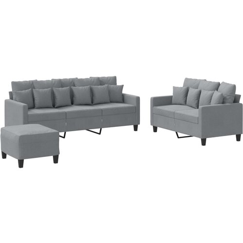  3-dijelni set sofa s jastucima svjetlosivi od tkanine Slike