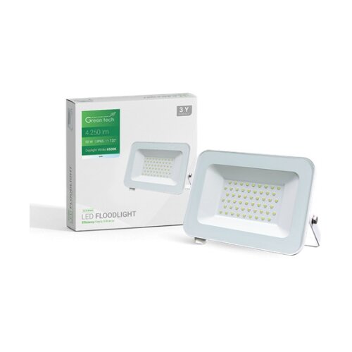 Greentech led reflektor 50w 6500k 4520lm ip65 beli ( ALX-50WH ) Cene