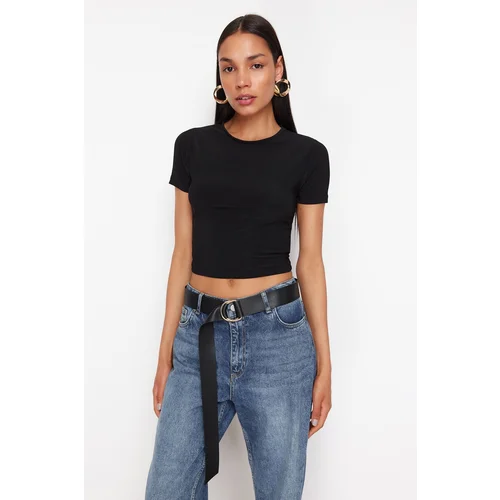 Trendyol Black Fitted Crop Stretchy Knitted Blouse