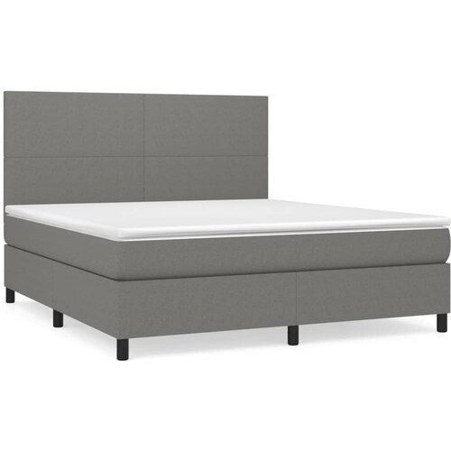 VidaXL Box spring postelja z vzmetnico temno siva 180x200 cm blago, (20790107) Slike