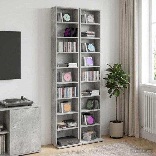 Cd ormar 2 kom. Betonska siva 33 x 23,5 x 175 cm Slike
