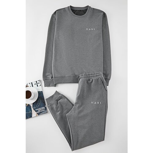 Trendyol Dark Gray Regular Fit Embroidered Knitted Pajama Set Slike