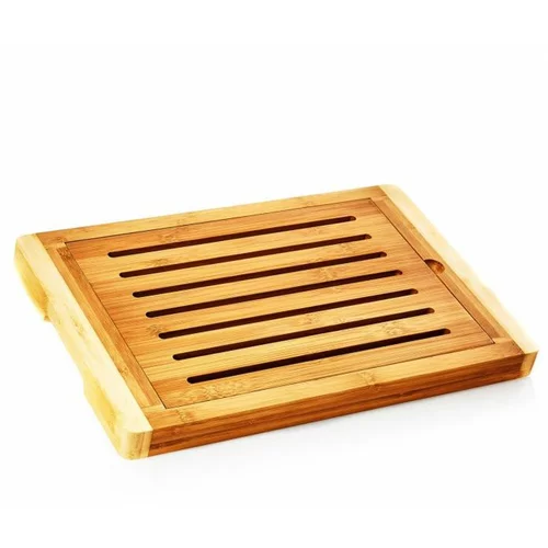 Klarstein Deska za rezanje kruha s pladnjem za drobtine, bambus, 38 x 3 x 25,5 cm (ŠxVxD), reciklirana