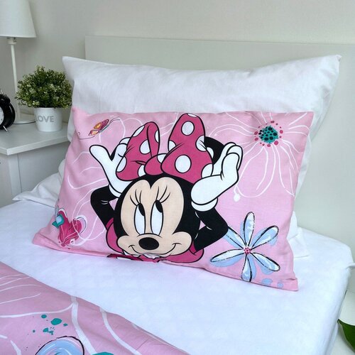 Jerry Fabrics Ružičasta pamučna dječja posteljina za dječji krevetić 100x135 cm Minnie Flowers &amp;ndash; Slike