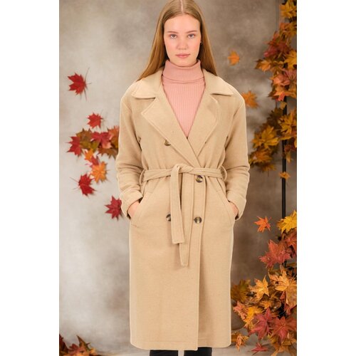 Dewberry Z6765 LADIES COAT-PLAIN BEIGE Cijene
