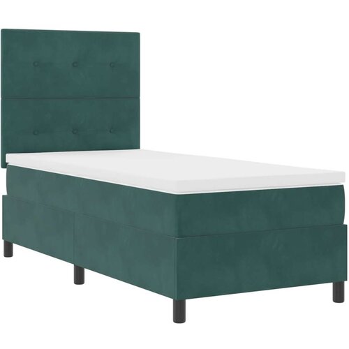 Box Spring Krevet s Madracem Tamno Zelena Singl Velur Slike