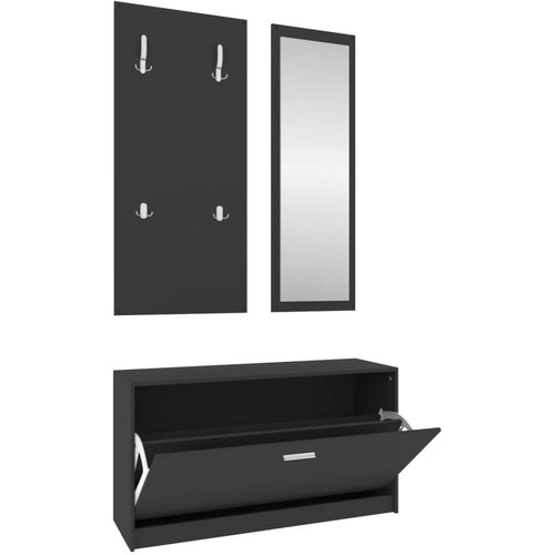 Maison Chic Komplet omaric za čevlje 3 v 1 črn inženirski les, (21778323) Slike