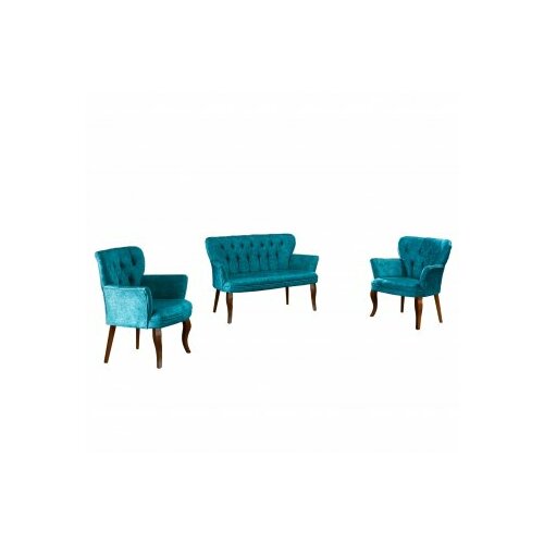 Atelier Del Sofa sofa i dve fotelje paris walnut wooden petrol blue Slike