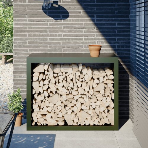 vidaXL Stalak za drva za ogrjev zeleni 100x40x80 cm čelični Cijene