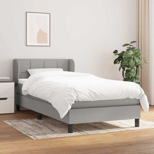 Box spring krevet s madracem svjetlosivi 90x190 cm od tkanine Slike