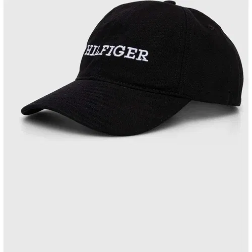 Tommy Hilfiger Pamučna kapa sa šiltom boja: crna, s aplikacijom