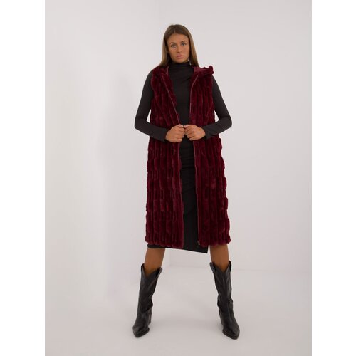 Fashion Hunters Burgundy winter fur vest with fastening Slike