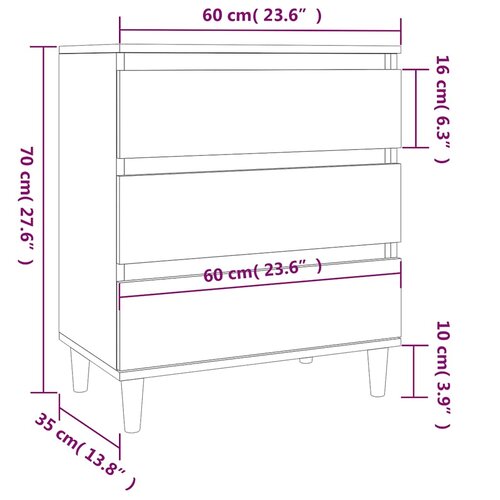  Komoda boja smeđeg hrasta 60 x 35 x 70 cm konstruirano drvo Slike