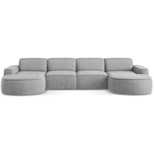 Makamii Svijetlo siva kutna garnitura od šenila (u obliku slova "U") Omao – Cijene