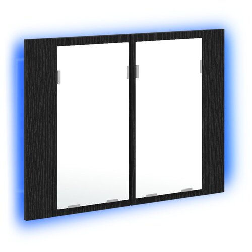 vidaXL LED ogledalna omara za kopalnico črna hrast 60x12x45 cm iz inženirskega lesa, (22040488) Cene