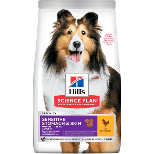 Hill’s Hill's&trade; Science Plan&trade; Pas Adult Medium Sensitive Skin&amp;Stomach Piletina, 14 kg Cene