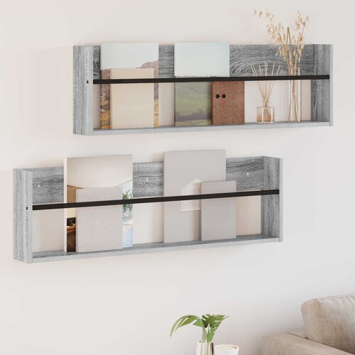  Polica za časopise s policom 2 pcs Siva Sonoma 100 x 12 x 30 cm Cijene