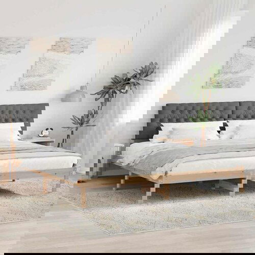 vidaXL Krevetni okvir s tapiciranim uzglavljem Smeđa 200 x 200 cm Cene