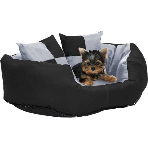VidaXL dvostrani perivi jastuk za pse sivo-crni 65 x 50 x 20 cm Slike