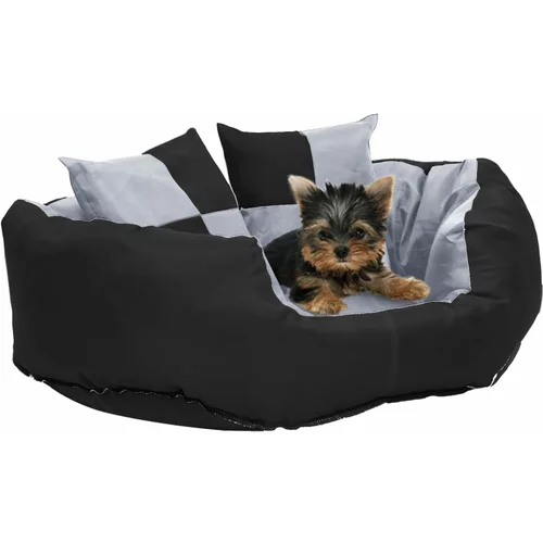 vidaXL dvostrani perivi jastuk za pse sivo-crni 65 x 50 x 20 cm