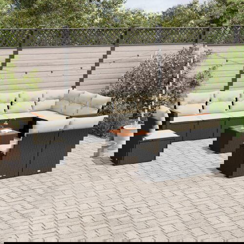 vidaXL 11-dijelni set vrtnih sofa od poliratana s jastucima crni Cijene