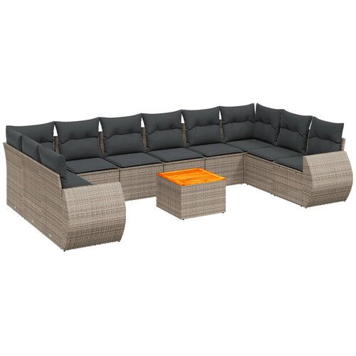  11-dijelni set vrtnih sofa od poliratana s jastucima sivi Slike