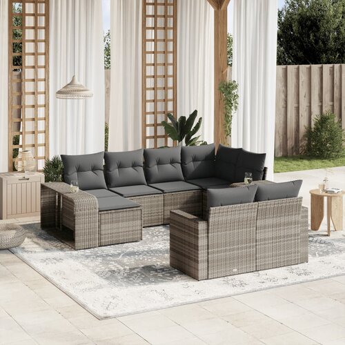 vidaXL 10-dijelni set vrtnih sofa poliratan s jastucima svijetlosivi Cijene