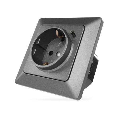  Vtičnica z USB-A+USB-C, antracit Slike