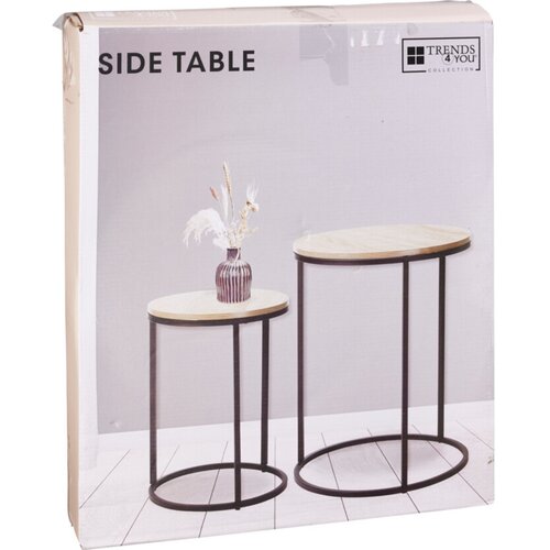  Kolekcija Home & Styling 921671 set 2 klubskih mizic &ndash; MDF plo&scaron;ča z lesnim učinkom, kovinski okvir, črno-rjava Cene