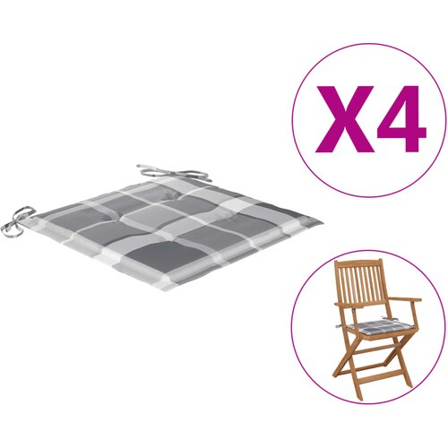 vidaXL Jastuci za vrtne stolice 4 kom sivi karirani 40x40x3 cm tkanina Cijene