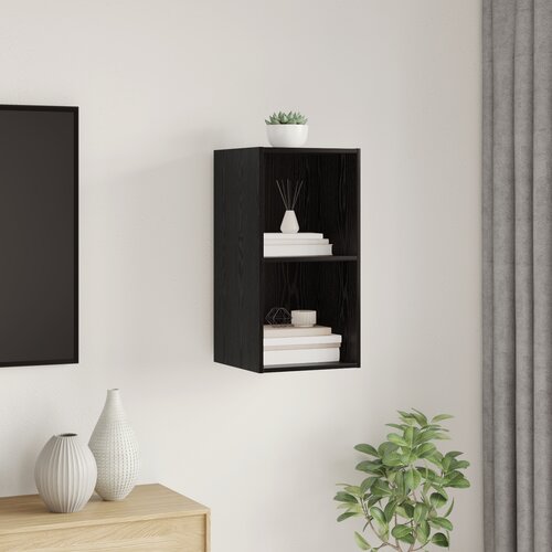 VidaXL stenska omarica za TV črn hrast 37x37x72 cm Slike