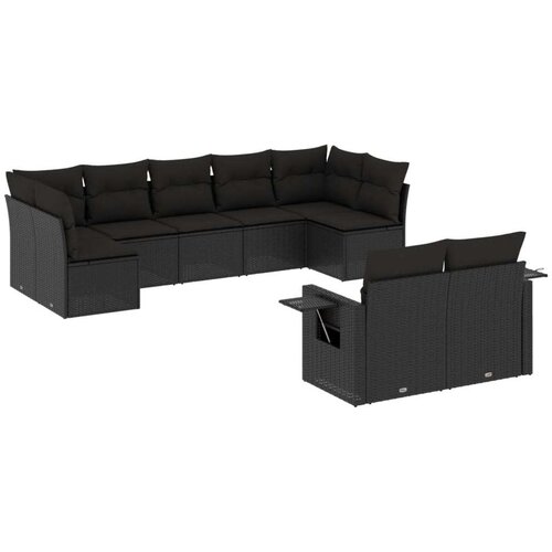 VidaXL 9-dijelni set vrtnih sofa s jastucima crni od poliratana Slike