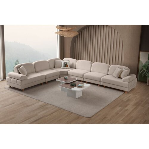 Atelier Del Sofa Aries Modular XL ugaona garnitura na razvlačenje 400 × 315 cm, boja kafe s mlekom Cene