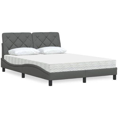 VidaXL Krevet s madracem tamnosivi 140x190 cm od tkanine Slike