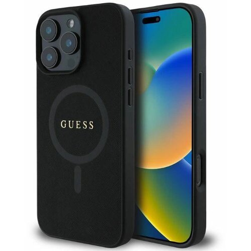 Guess OVITEK SAFFIANO CLASSIC LOGO ZA MAGSAFE OVITEK ZA IPHONE 16 PRO MAX ČRN, (21897131) Slike