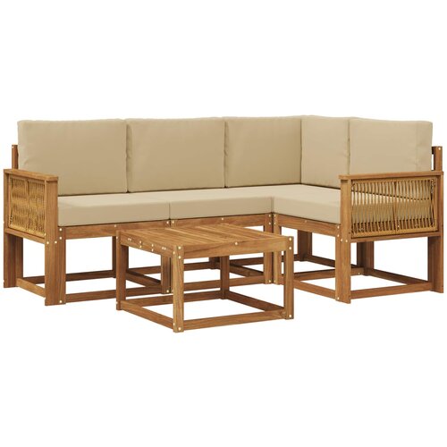  Set vanjskih sofa 5 kom. Prirodna i bež Poliester Slike