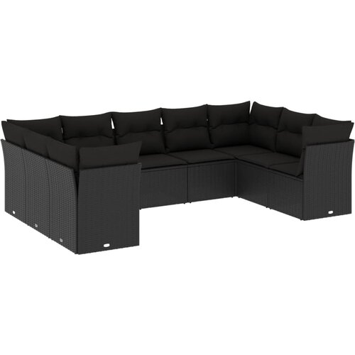 Maison Chic Seti vrtnega pohištva - Vrtna garnitura - Vrtni pohištvo set 9-delna z blazinami črn poli ratan, (21800255) Cene