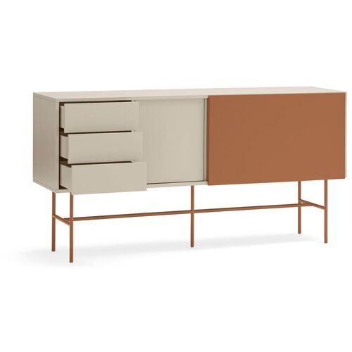 Teulat Opečnato oranžna/bež nizka komoda z drsnimi vrati 180x91 cm Nube &amp;ndash; Slike