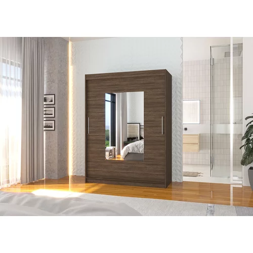  Garderobna omara z drsnimi vrati Dorrigo (150 cm)-okoladno rjava