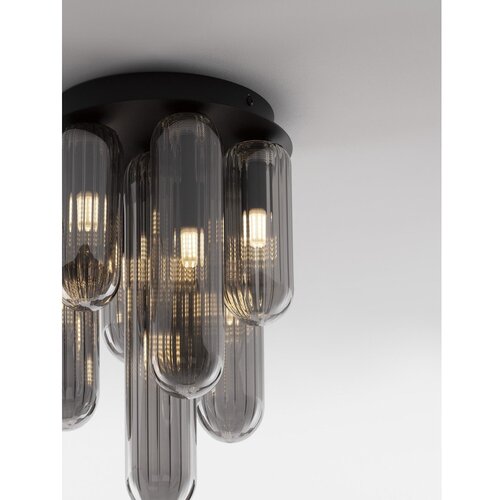 Nova Luce Siva steklena stropna svetilka s steklenim senčilom Gustave &amp;ndash; Slike
