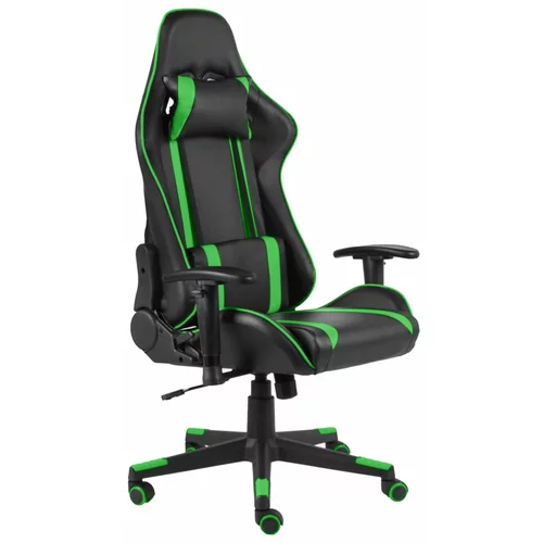 vidaXL Vrtljiv gaming stol zelen PVC