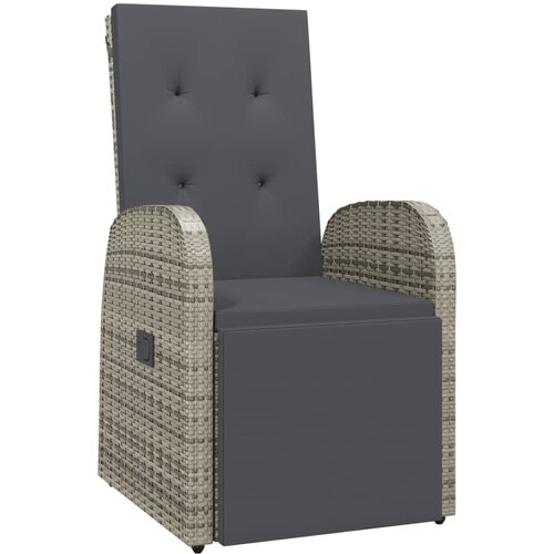 Maison Chic Nastavljiv Vrtni Stoli - Stol za vrt z blazino poli ratan siv JS44, (21878095) Slike