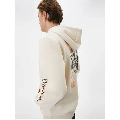 Koton Hooded Sweatshirt Back Printed Kangaroo Pocket Detail