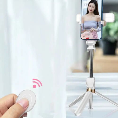  Set / držalo za selfije z daljinskim upravljalnikom bluetooth in stojalom LED RING SSTR-20 belo Slike