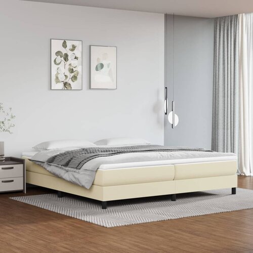vidaXL Box spring posteljni okvir krem 200x200 cm umetno usnje Cene