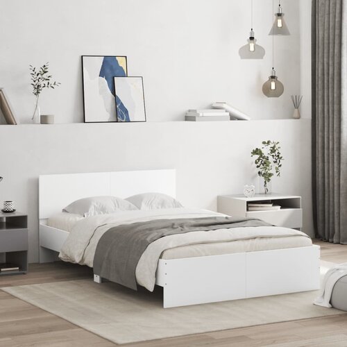 VidaXL Posteljni okvir z vzglavjem bel 120x200 cm Slike