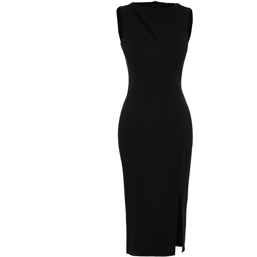 Trendyol Black Window/Cut Out Detailed Woven Dress Slike