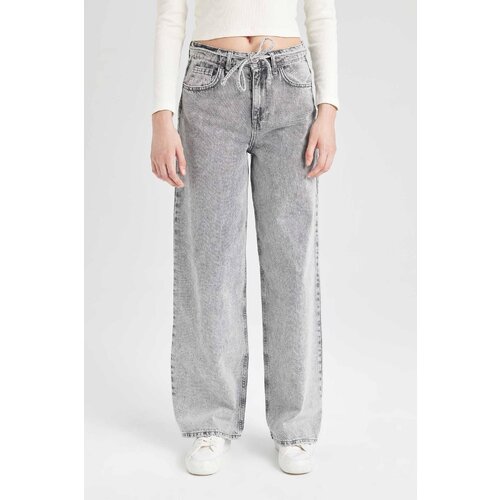 Defacto Wide Leg High Waist Long Jean Washed Trousers Slike