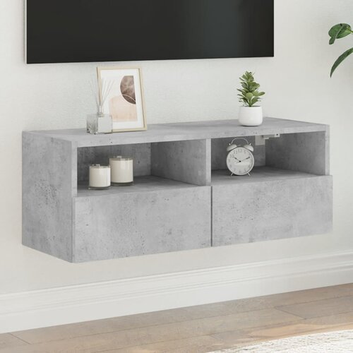 VidaXL Stenska TV omarica betonsko siva 80x30x30 cm inženirski les Slike